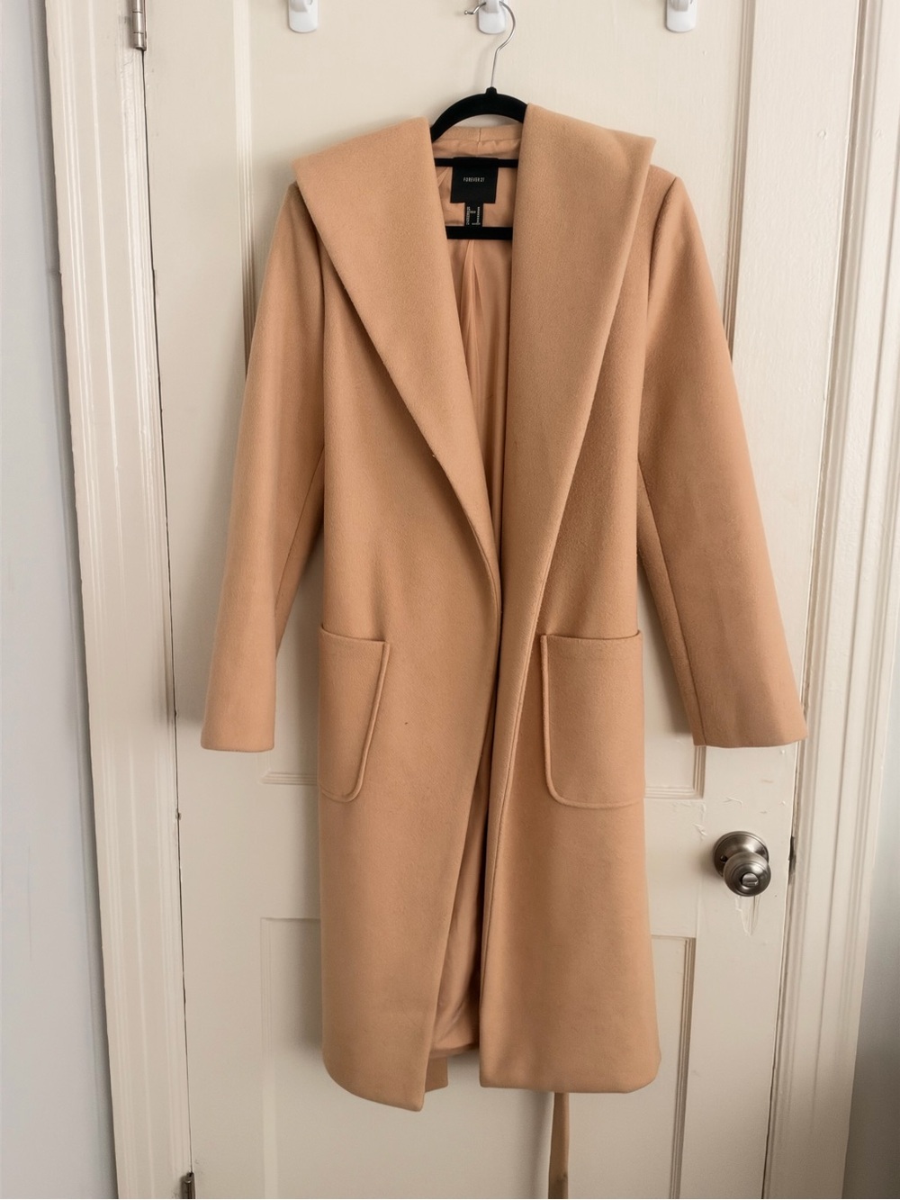 Forever 21 Camel Hooded Trench Coat